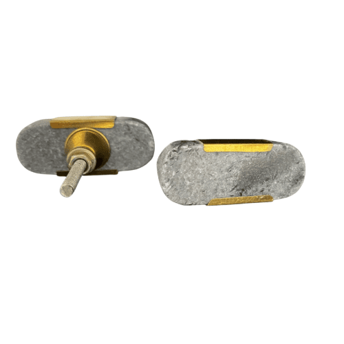 Grey Oval Marble brass Drawer Knob